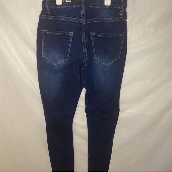 Fashion Nova Dark Wash Distressed Jeans Size 1 - Picture 5 of 6